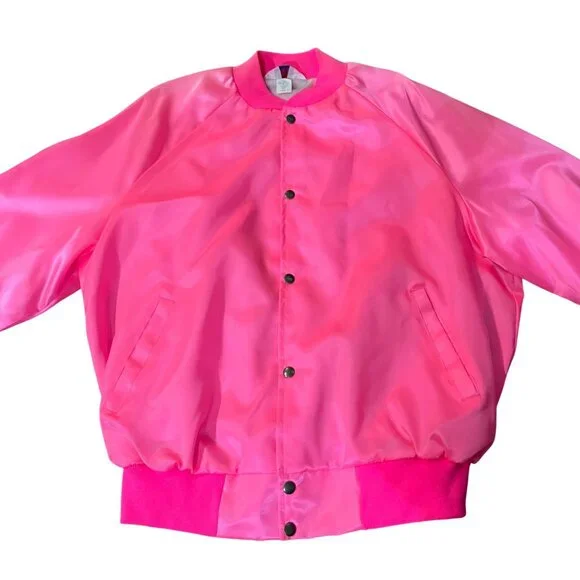 Vintage West Ark Pink Satin Bomber Jacket Women's XL Made in USA Used - Picture 12 of 16